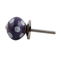 Purple Polka Dot Small Ceramic Cabinet Knob